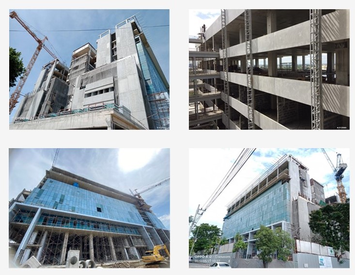 งานติดตั้งผนัง Precast และ Curtain Wall